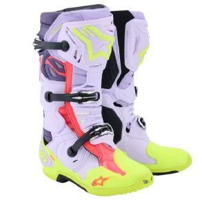 Alpinestars Tech 10 Supervented MX Stvler Lilla / Gul / Diva Pink