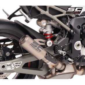 BMW S1000RR �rg. 2025- SC Project CR-T Slip-on MC Udst�dning Titanium Med Stoneguard Grid