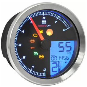 Koso HD-04 Type 1 Harley Davidson Multifunktion Speedometer Slv