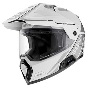 Sena Outlander MC Hjelm Adventure Med Mesh Intercom + Harman Kardon Hvid
