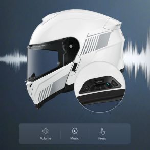 Sena Specter MC Hjelm Flip-up Med Mesh Intercom + Harman Kardon Hvid