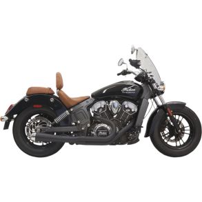 Indian Scout rg. 2014-2021 Bassani Xhaust Road Rage 2-1 Komplet Udstdning System - Kort Model - Sort