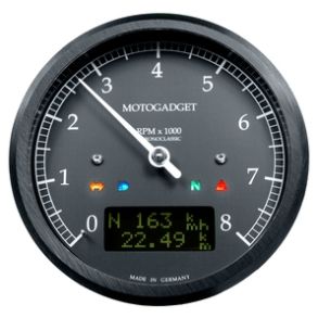 Motogadget ChronoClassic 8 - Analog Omdrejningstller Med Digital Speedometer