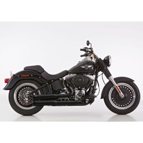 Harley Davidson Softail rg. 2007-2017 Falcon Double Groove MC Udstdning Komplet System Sort EC-Godkendt