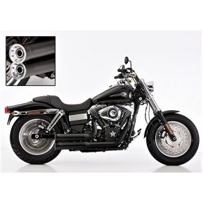 Harley Davidson Dyna rg. 2006-2017 Falcon Double Groove Komplet MC Udstdning Sort EC-Godkendt