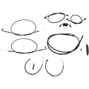 HD Dyna Street Bob + Super Glide Kabel & Slange Forlnger Kit Fra LA Choppers Sort 16